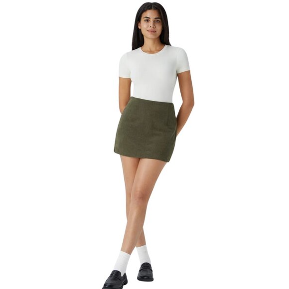 HALARA High Waist 2 In 1 Corduroy Green Mini Skort Skirt Various Sizes NWT - Picture 7 of 13